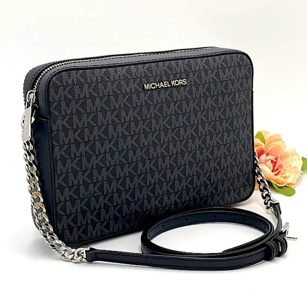 MICHAEL KORS LARGE EAST WEST CROSSBODY BLACK SIGNR